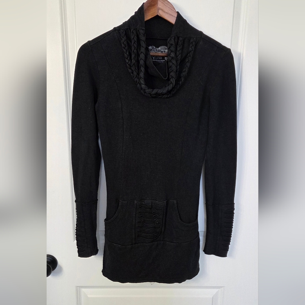 Nomads Hemp Wear Black Cowl Neck Top